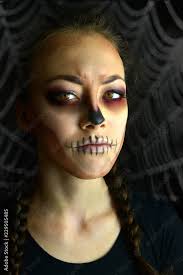 woman with halloween makeup in the