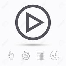 Play Icon Audio Or Video Player Symbol Stopwatch Timer Hand
