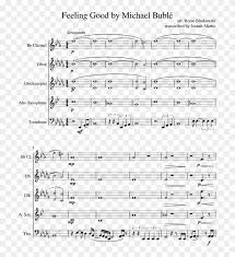 This intermediate piano version includes the full piano line with the accompanying harmony, so you can fully spook any of your friends, guaranteed! Feeling Good By Michael Buble Random Quintet We Are Number 1 Sheet Music Hd Png Download 850x1100 5537565 Pngfind