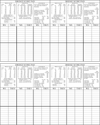 Printable Bridge Score Sheets Download Free In Pdf