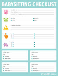 Printable Babysitting Checklist Have Parents Fill Out