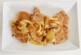 4 thinly sliced medium potatoes; Slow Cooked French Onion Pork Chops