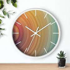 Abstract 10 Round Wall Clock Natural