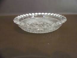 Vintage Clear Glass Dish With Beaded