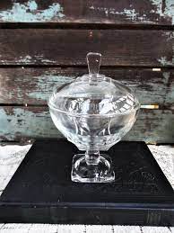 Vintage Clear Glass Pedestal Dish Jar