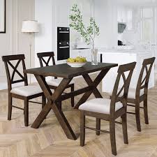 Check spelling or type a new query. Kitchen Table And Chairs For 4 Rustic Wood Dining Room Table Set Creativity X Shape Frame Dinner Table With Upholstered Dining Chairs Bar Table Set For Breakfast Nook Bistro Pub Ja2986 Walmart Com