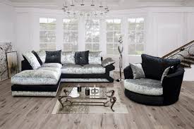 crushed velvet corner sofa suite black