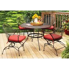 To make sure your patio furniture lasts as long as possible, take time to clean your pieces a few times a year. Better Homes And Gardens Wrought Iron Patio Dining Set Clayton Court Cushioned 5 Piece Red Walmart Com Walmart Com