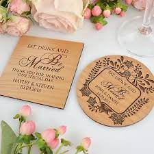 Wooden Coasters Wedding Favors