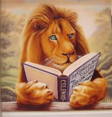 Image result for lion in a library