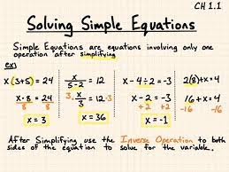 Solving Simple Equations Notes On Ch