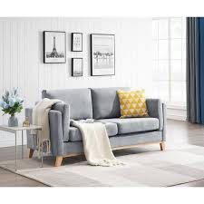 blue chenille fabric straight sofa