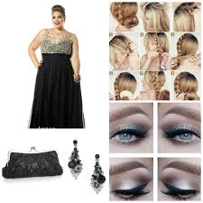 collage plus black gown with hairstyle