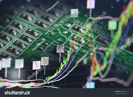 Electronics Circuit Segment Stock Chart Growing Stock Photo