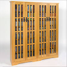 Tall Mission Media Cabinet Glass Doors