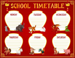 school timetable or schedule education