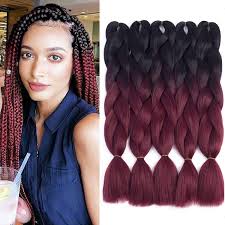 A vibrant hairstyle for the energetic and confident. Amazon Com Admutty Ombre Braiding Hair 2 Tone Ombre Jumbo Braiding Hair 5 Packs 24inch Box Braids Crochet Hair Synthetic Braiding Hair Extensions 100g Pack Black Wine Red Beauty