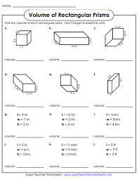 This math worksheet shows your child how to calculate cubic volume, then gives your child a series of shapes. Volumes Of Rectangular Prisms Worksheets