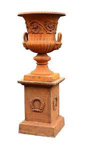Cast Iron Handled Urn On Pedestal Base