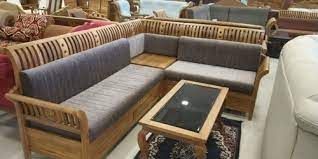 l shape wooden corner sofa set