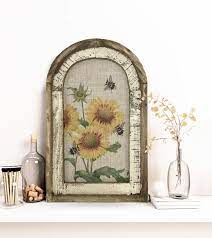 Sunflower Wall Art Arch Window Frame