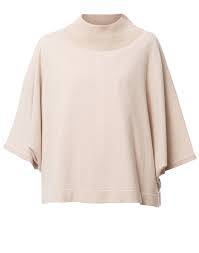 Light Beige Wool Silk Poncho Sweater