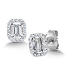 diamond star emerald shaped earrings