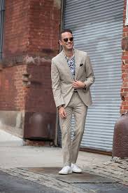 Grab a matching blazer and slacks or shop separates in extra slim, slim and classic fits in black you don't have to be going to a wedding or an interview to wear a suit. Khaki Suit White Sneakers He Spoke Style Shop