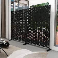 Uixe 76 In Galvanized Steel Garden Fence Outdoor Privacy Screen Garden Screen Panels Square Pattern