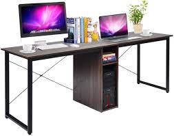 But it's one of the most complex options on this list. Amazon Com Tangkula 2 Person Desk Double Computer Desk 79 Inch Home Office Desk With Storage Cabinet Writing Desk With Spacious Desktop X Shaped Frame Adjustable Foot Pads Writing Table For Home Office