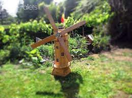 homemade garden windmill from wooden