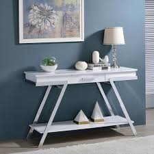 Chrome Rectangle Wood Console Table