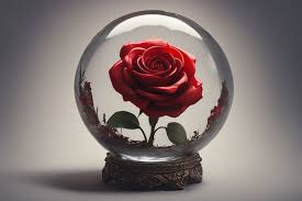 Burning Rose In Glass Heart Playground