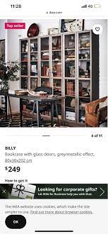 Billy Bookcase With Glass Doors Grey