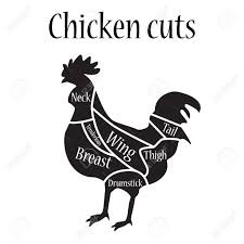 Vector Illustration Chicken Cuts Diagram Or Chart Chicken Black