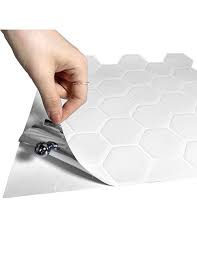 white hexagon vinyl mosaic tile