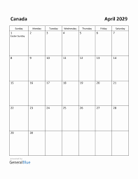free printable april 2029 calendar for