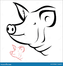 Голова свиньи иллюстрация вектора. иллюстрации насчитывающей ветчина -  51979040