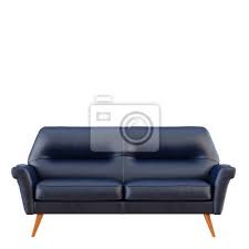 blue leather sofa on white background