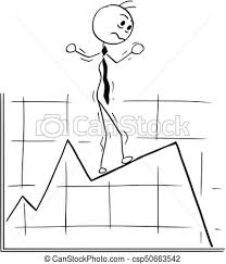 Cartoon Illustration Of Business Man Walking Carefully On Graph