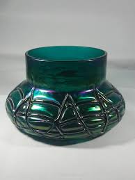 Antique Iridescent Green Glass Vase By