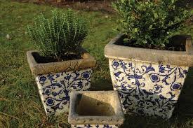 Aged Ceramic 3 Piece Plant Pot Set