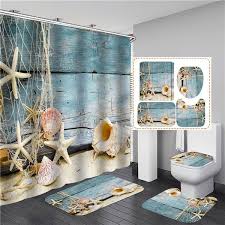 Waterproof Shower Curtain Mats Rugs Set