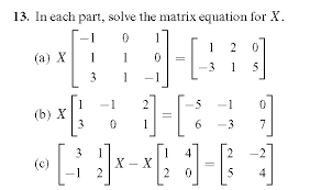 Part Solve The Matrix Equation For