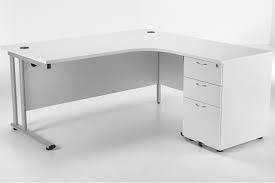 W l shaped white writing desk. White L Shaped Corner Desk With 3 Drawer Fixed Pedestal Kestral
