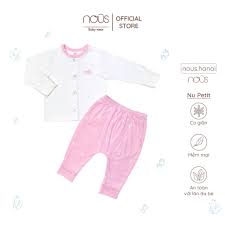 Bộ Quần Áo Sơ Sinh Nous Cài Thẳng Nous Hồng Trắng NB (Size Sơ Sinh Newborn  NB) - Quần áo em bé