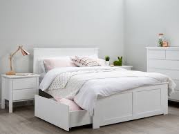 White Double Beds With Storage On