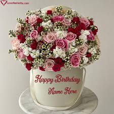 best happy birthday flowers name wish