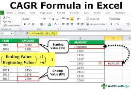 cagr formula in excel how to use cagr