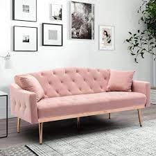homefun 65 in pink velvet upholstered